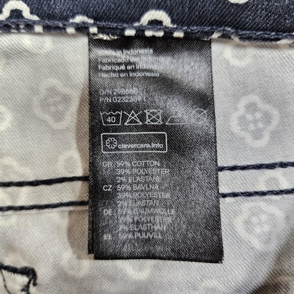 H&M Jeans Womens 8 Navy Blue White Geometric Print Skinny Cotton Stretch Pants - Picture 5 of 10